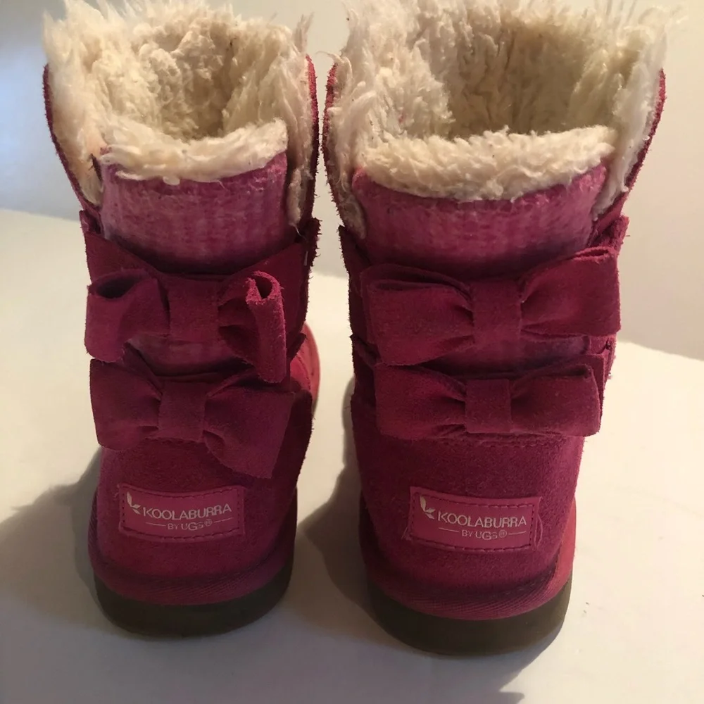 UGG Kids Pink Suede Bow Back Boots